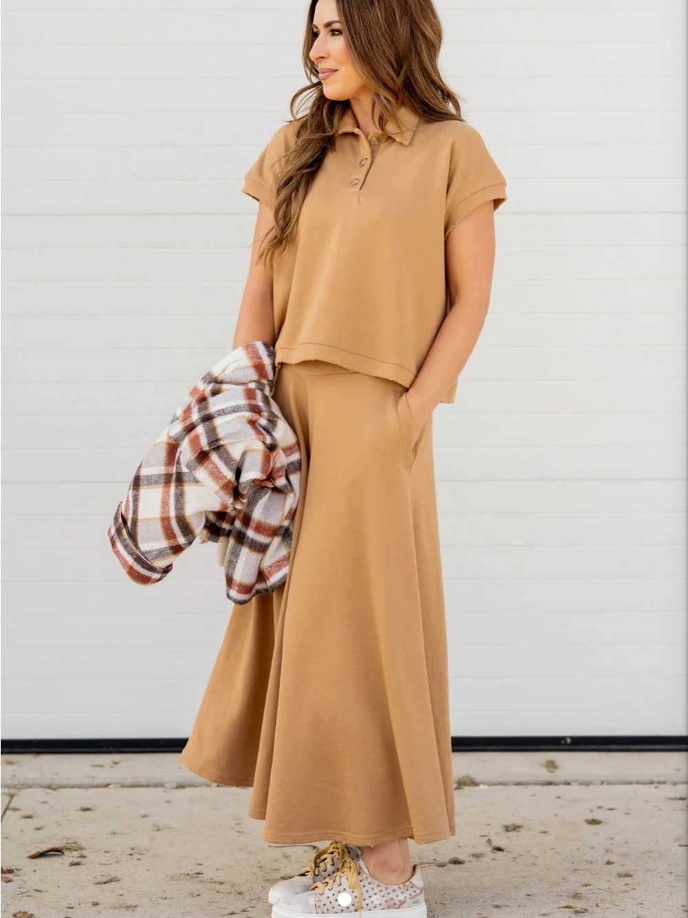 Ces Femme Wide Leg Jumpsuit Set in Tan